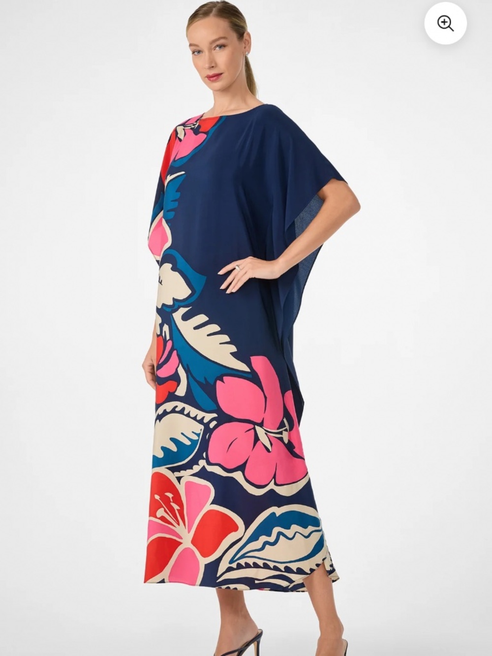 Trina Turk Jalani Maxi Caftan dress - Small Floral Multi Navy